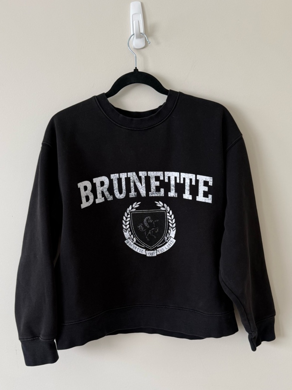 79. | Brunette The Label | Distressed Varsity Crew |